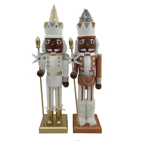 15" Silver & Gold Nutcracker Set By Santasworkshop in Silver/Gold | 4" x 5" x 14.5" | Michaels®